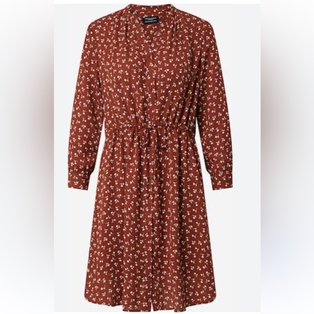 Selected femmeChic Long Sleeve Floral Dress in Brown